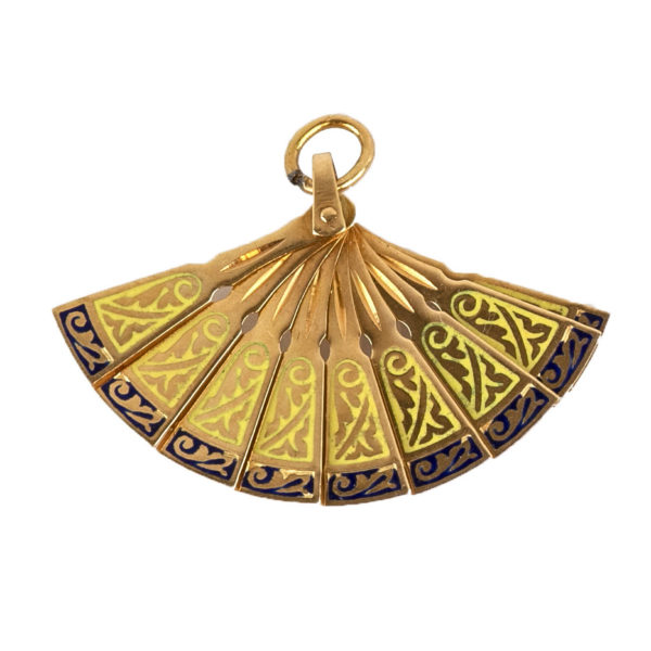 14 Karat Gold and Enamel Articulating Fan Pendant - Image 1