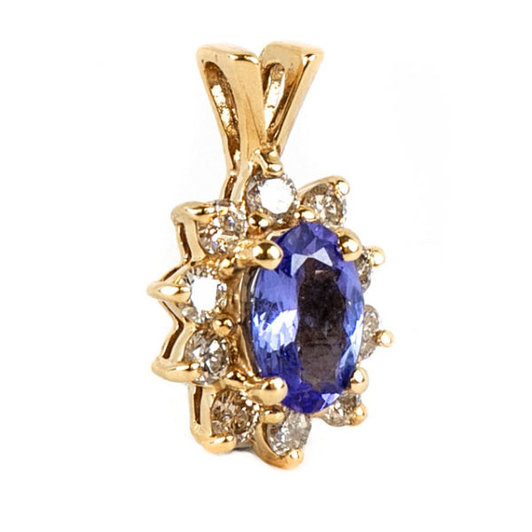 Tanzanite and Diamond Pendant in 14 Karat Gold - Image 2
