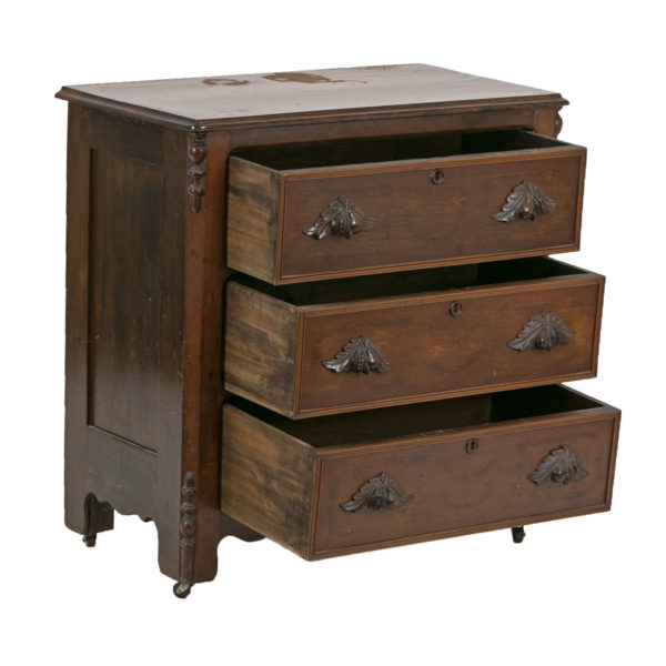 Antique Walnut 3 Drawer Chest - Image 4