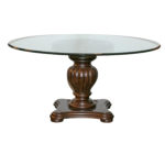 BERNHARDT Round Glass Top Dining Table on Fluted Base with 4 Ellipse Back Dining Chairs - Image 2