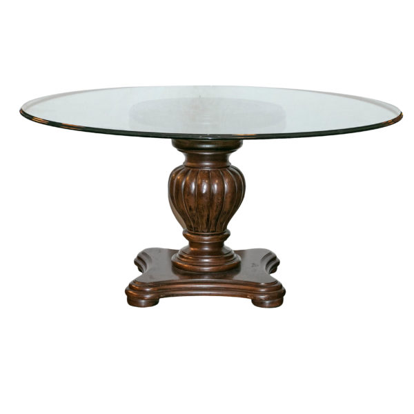 BERNHARDT Round Glass Top Dining Table on Fluted Base with 4 Ellipse Back Dining Chairs - Image 2