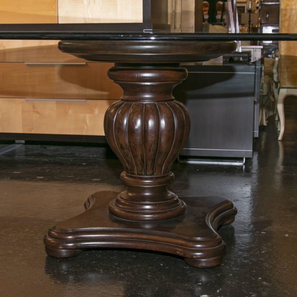 BERNHARDT Round Glass Top Dining Table on Fluted Base with 4 Ellipse Back Dining Chairs - Image 4