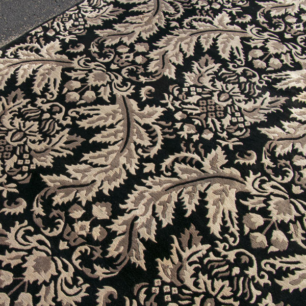 10’0” x 13’ 5” Hand Knotted Wool Rug in Black and Beige - Image 2