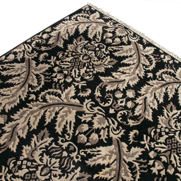 10’0” x 13’ 5” Hand Knotted Wool Rug in Black and Beige - Image 1