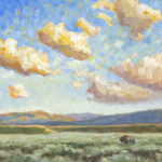 KATHY BATES “Lone Bull” Original Oil on Board - Image 2