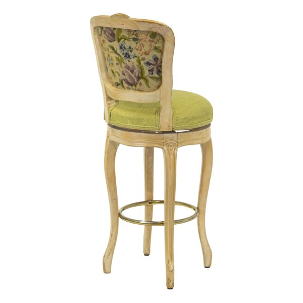 Set of 3 French Country Swivel Barstools with Lime Green Upholstery - Image 7