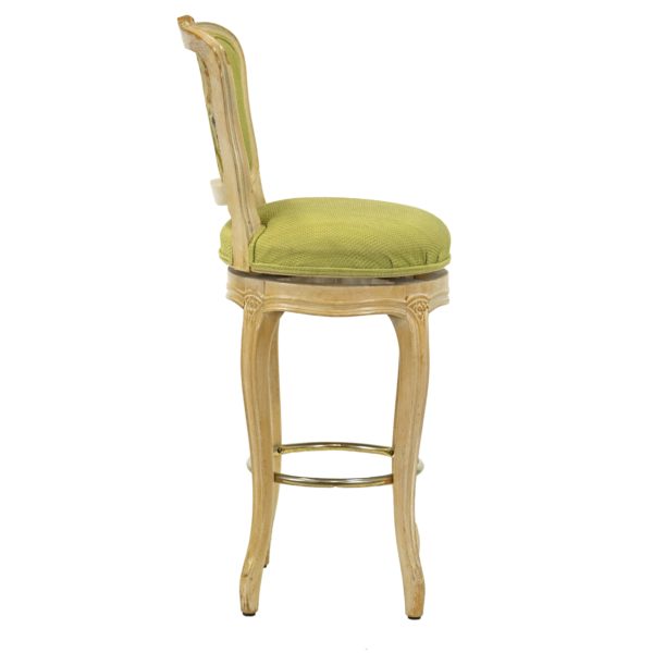 Set of 3 French Country Swivel Barstools with Lime Green Upholstery - Image 6