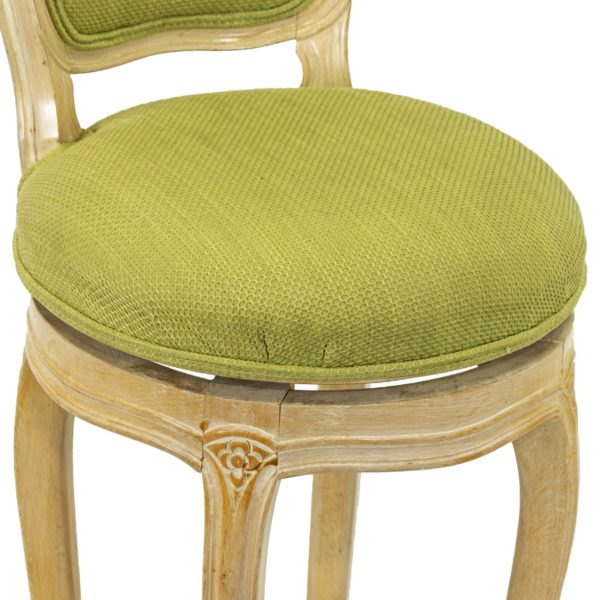 Set of 3 French Country Swivel Barstools with Lime Green Upholstery - Image 3