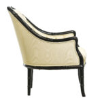 Bamboo Style Wood Framed Tufted Accent Chair in Ivory Moire - Image 3