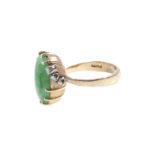 14 Karat Gold Ring with Jade-Like Stone and Diamond Accents - Image 6