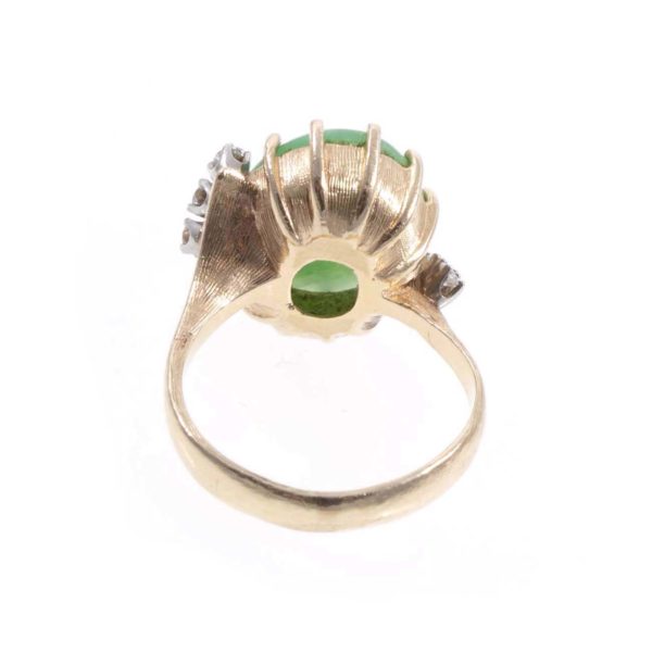 14 Karat Gold Ring with Jade-Like Stone and Diamond Accents - Image 5