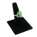 14 Karat Gold Ring with Jade-Like Stone and Diamond Accents - Image 8
