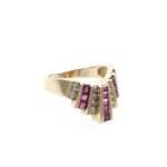 Diamond and Ruby Ring in 14 Karat Yellow Gold - Image 3