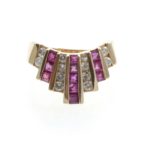 Diamond and Ruby Ring in 14 Karat Yellow Gold