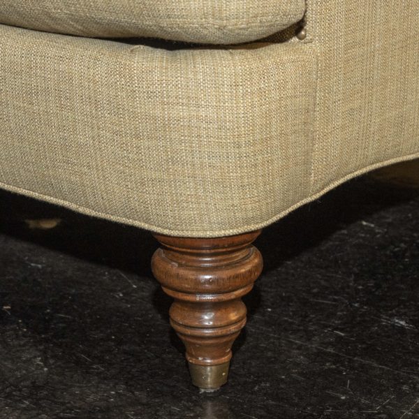 ETHAN ALLEN Arched Back Sofa in Gold Linen Weave - Image 6