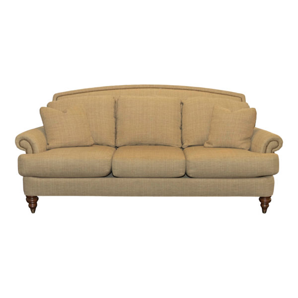 ETHAN ALLEN Arched Back Sofa in Gold Linen Weave - Image 1