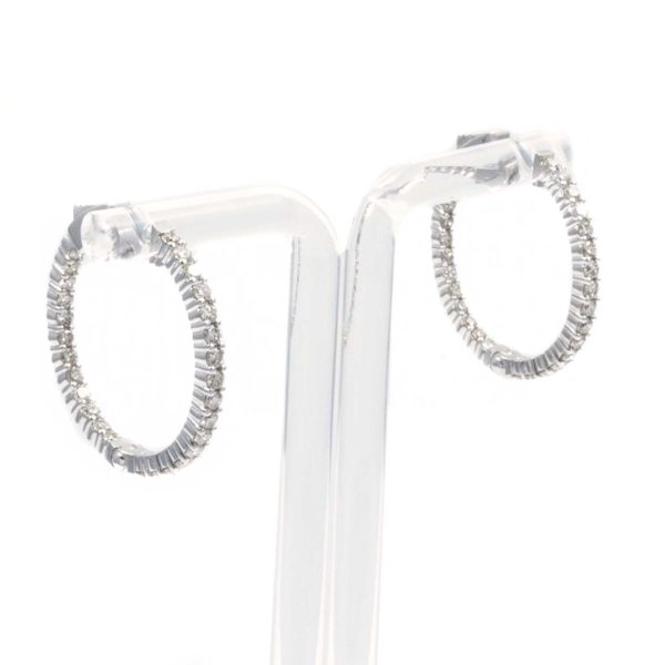 Pair of 1.50 Carat Total Weight Diamond Hoop Earrings in 14 Karat Gold - Image 1
