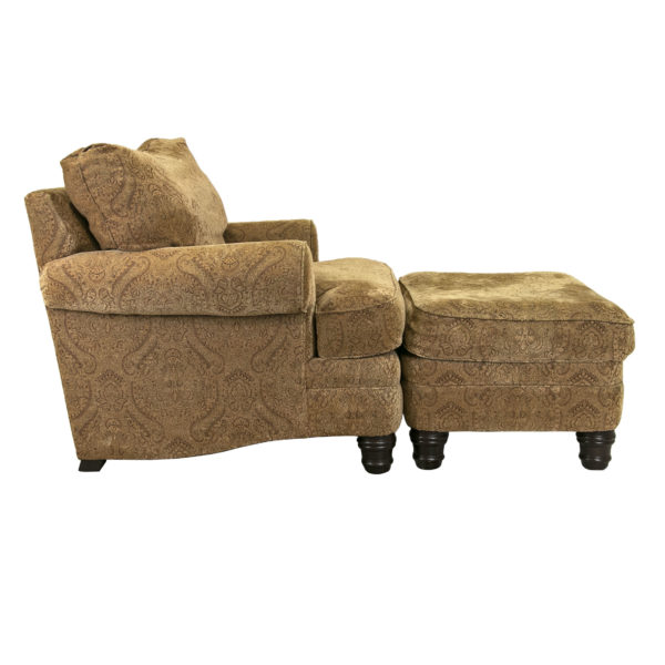 BERHARDT Oversized Chair and Ottoman in Gold Paisley - Image 2