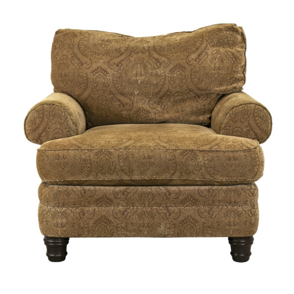 BERHARDT Oversized Chair and Ottoman in Gold Paisley - Image 3
