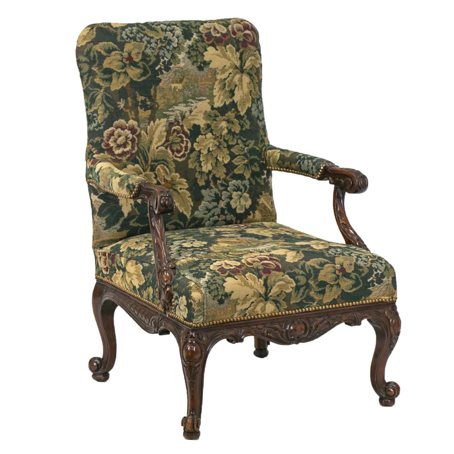 Pair of Accent Chairs in Dual Floral Tapestry Upholstery | Grandview ...