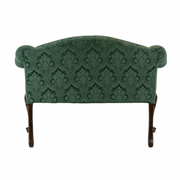Camelback Settee in Green Floral Damask Upholstery - Image 3