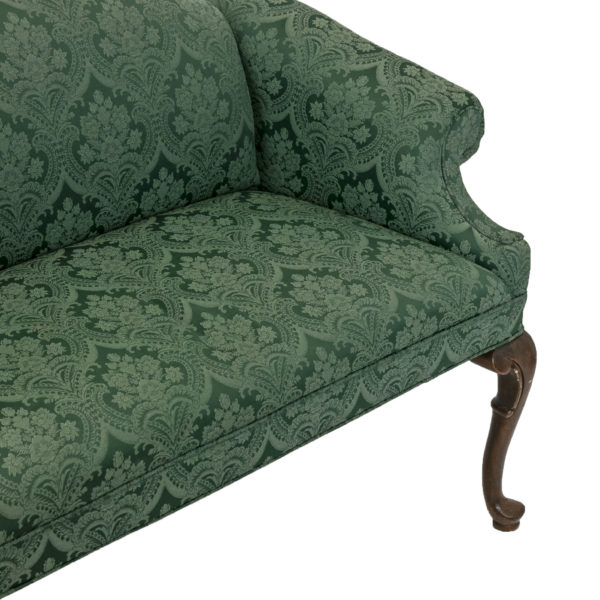 Camelback Settee in Green Floral Damask Upholstery - Image 5