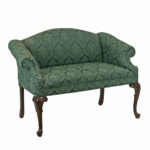 Camelback Settee in Green Floral Damask Upholstery - Image 2