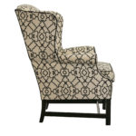 1980s Wing Chair Reupholstered in Black and White Patterned Fabric - Image 3