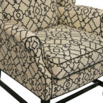 1980s Wing Chair Reupholstered in Black and White Patterned Fabric - Image 6
