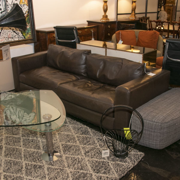 DESIGN WITHIN REACH 2-Cushion Sofa in Espresso Leather - Image 4