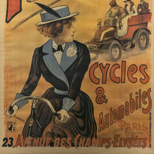 Antique PHILIPPE CHAPELLIER Original Petit Cycles and Automobiles Poster - Image 3