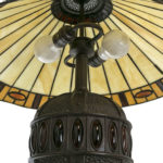 Hammered Metal Urn Lamp with Stained Glass Shade - Image 6