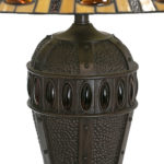 Hammered Metal Urn Lamp with Stained Glass Shade - Image 4