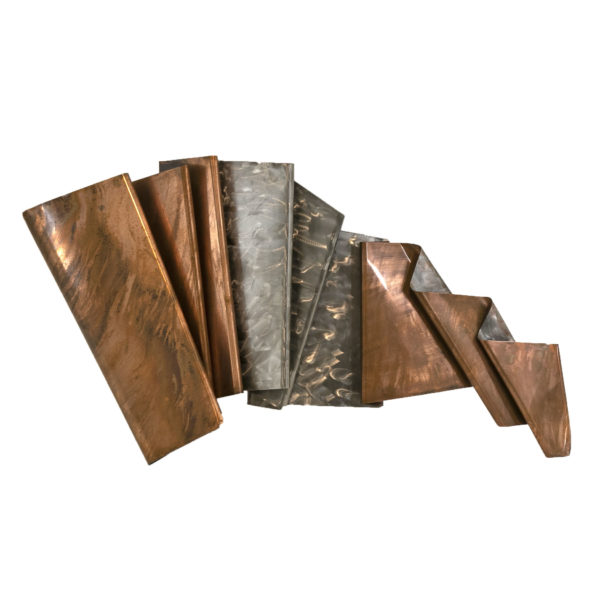 Folded Copper and Brushed Steel Wall Sculpture - Image 1