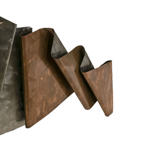 Folded Copper and Brushed Steel Wall Sculpture - Image 3