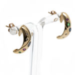 Pair of 14 Karat Gold Earrings with Sapphire, Emerald, Ruby, and Diamond - Image 2