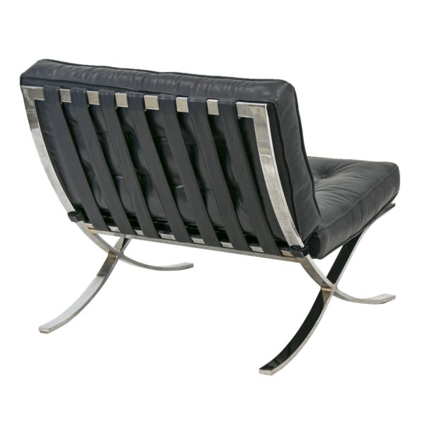 Barcelona Style Chair in Navy Blue Leather - Image 3