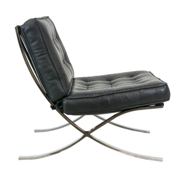 Barcelona Style Chair in Navy Blue Leather - Image 2