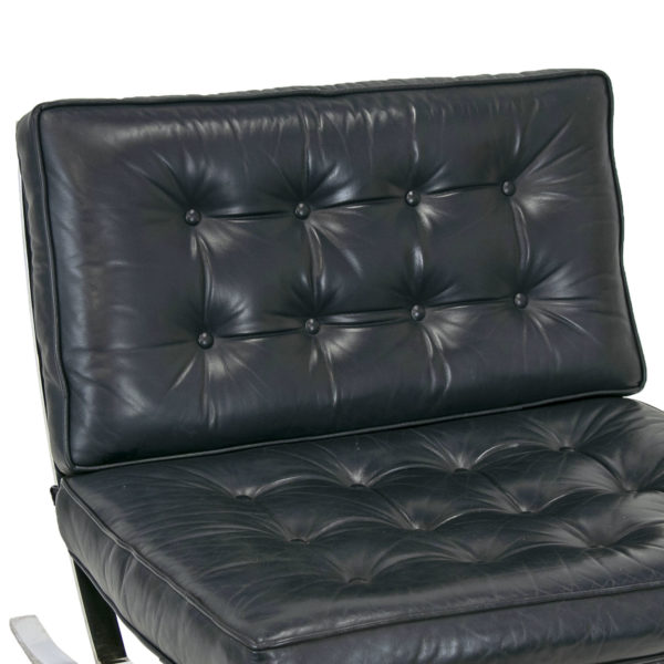 Barcelona Style Chair in Navy Blue Leather - Image 4