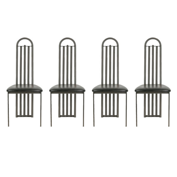 Set of 4 AMISCO Metal Slatted Arch Back Dining Chairs - Image 1