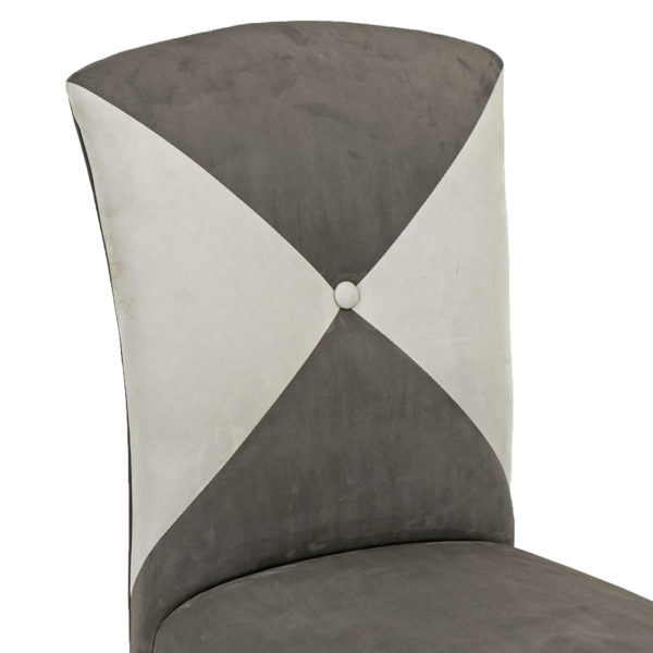 Set of 6 Button Tufted Dining Chairs Upholstered in Two Tone Microfiber - Image 5