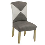 Set of 6 Button Tufted Dining Chairs Upholstered in Two Tone Microfiber - Image 2