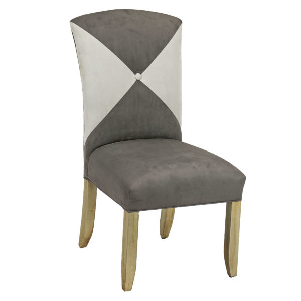 Set of 6 Button Tufted Dining Chairs Upholstered in Two Tone Microfiber - Image 2