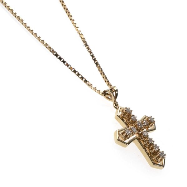 0.66 Total Carat Diamond Cross Pendant Necklace in 14 Karat Gold - Image 2