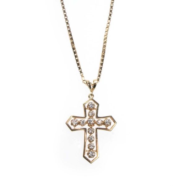 0.66 Total Carat Diamond Cross Pendant Necklace in 14 Karat Gold - Image 1