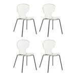 Set of 4 Lucite and Black Metal Chairs