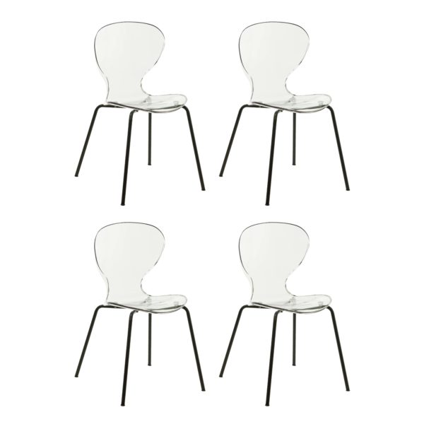 Set of 4 Lucite and Black Metal Chairs - Image 1