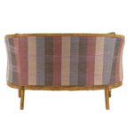 French Louis XVI Style Rounded Back Settee in Purple and Pink Striped Silk Upholstery - Image 4