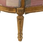 French Louis XVI Style Rounded Back Settee in Purple and Pink Striped Silk Upholstery - Image 7