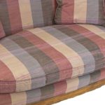 French Louis XVI Style Rounded Back Settee in Purple and Pink Striped Silk Upholstery - Image 6